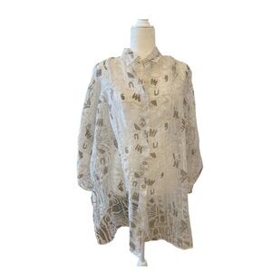 Express Compagnie Internationale Vintage Sheer Blouse Size Large Button Down